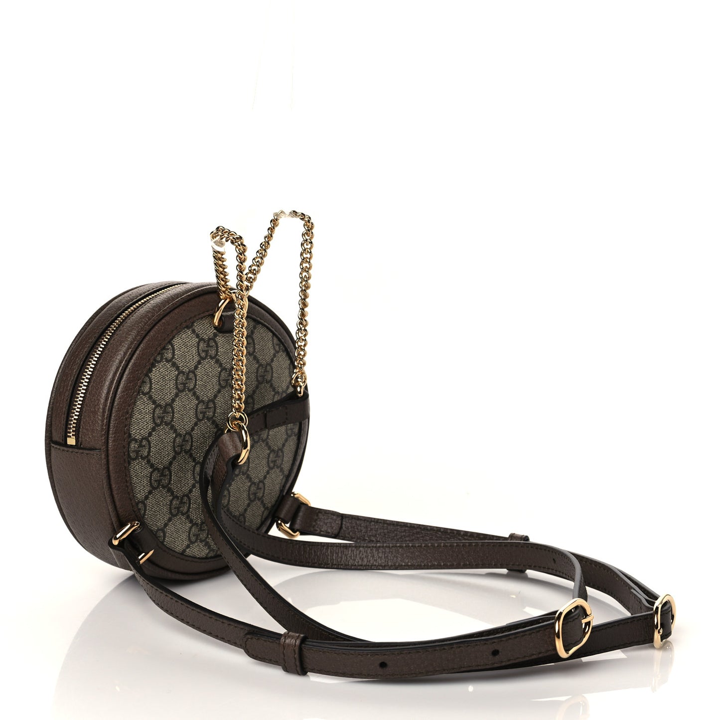 GG Supreme Monogram Web Mini Ophidia Round Backpack Brown