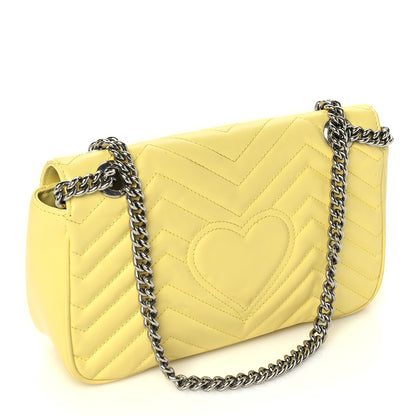 Gucci Calfskin Matelasse Small GG Marmont Shoulder Bag Banana 2 of 8