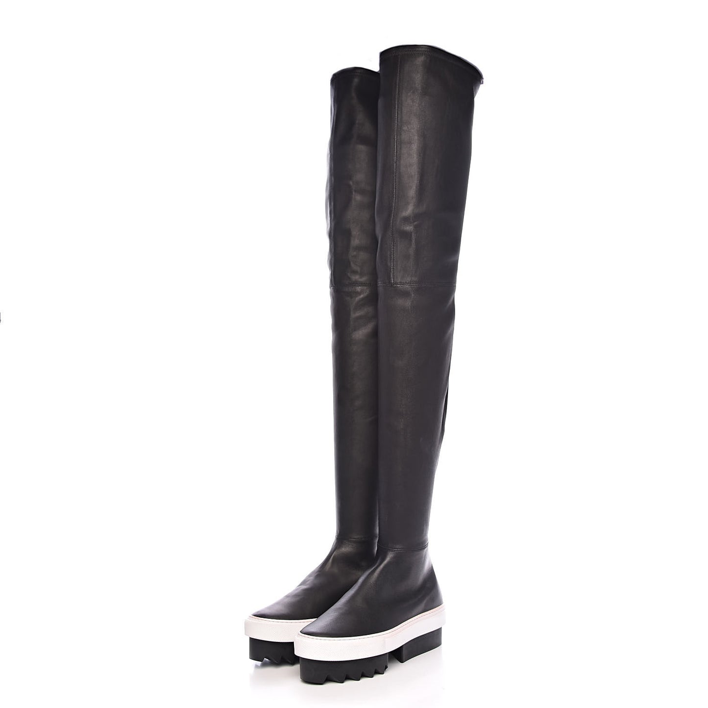 Lambskin Platform Over The Knee Boots 37.5 Black