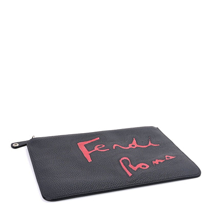 Fendi Cuoio Romano Logo Pouch  Grey 4 of 7