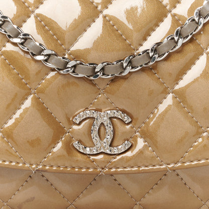 Chanel Patent Quilted Brilliant Wallet On Chain WOC Grey 9 of 11