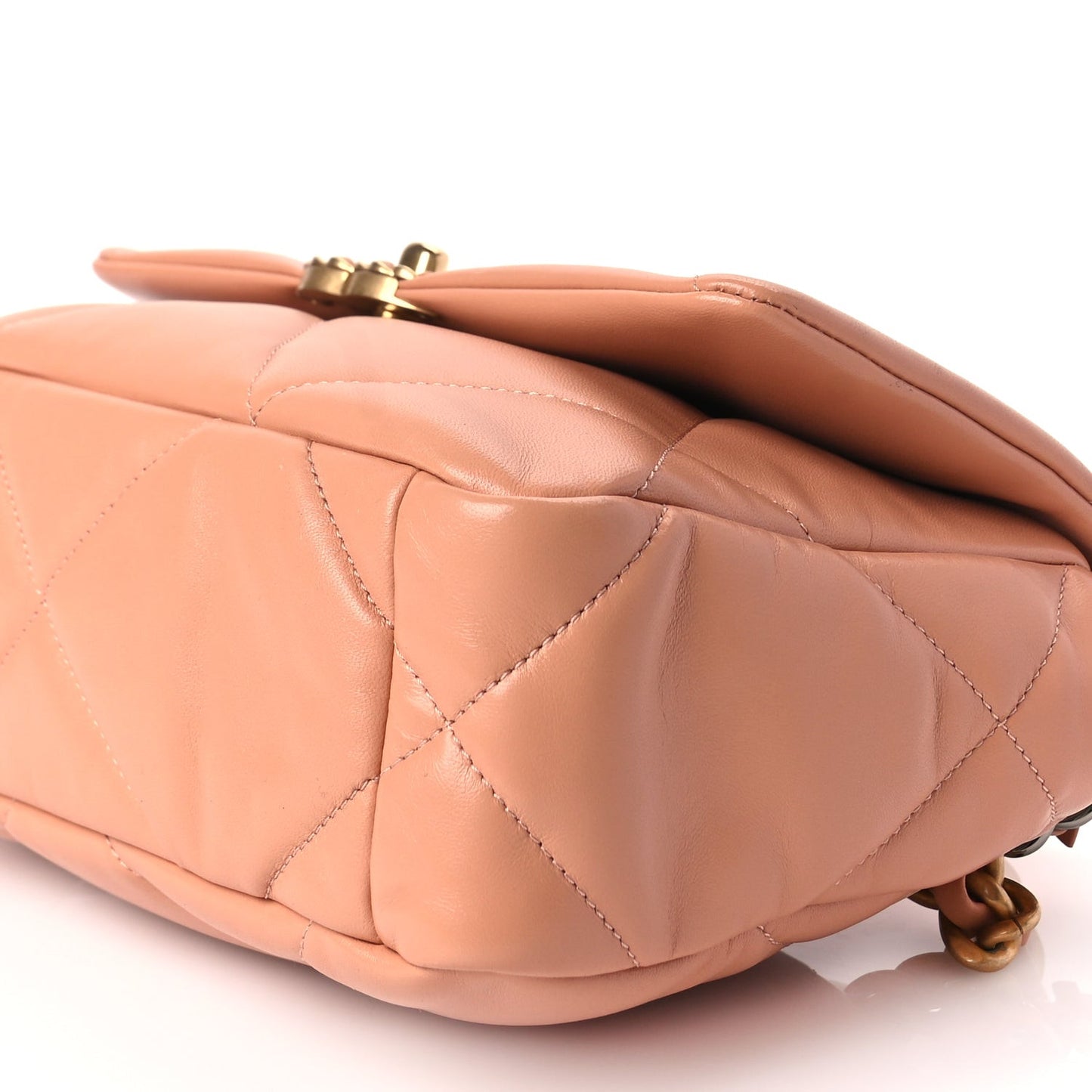Lambskin Quilted Medium  19 Flap Beige