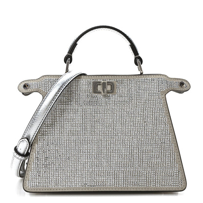 Fendi Crystal Vitello Laminato FF Petite Peekaboo I SEE U Satchel Crystal Argento 1 of 7