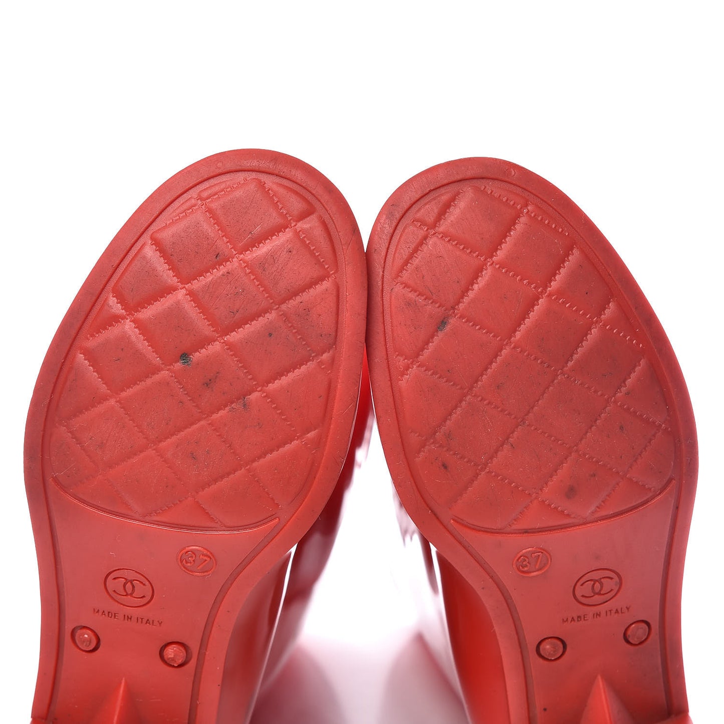 Rubber Camellia Rain Boots 37 Red