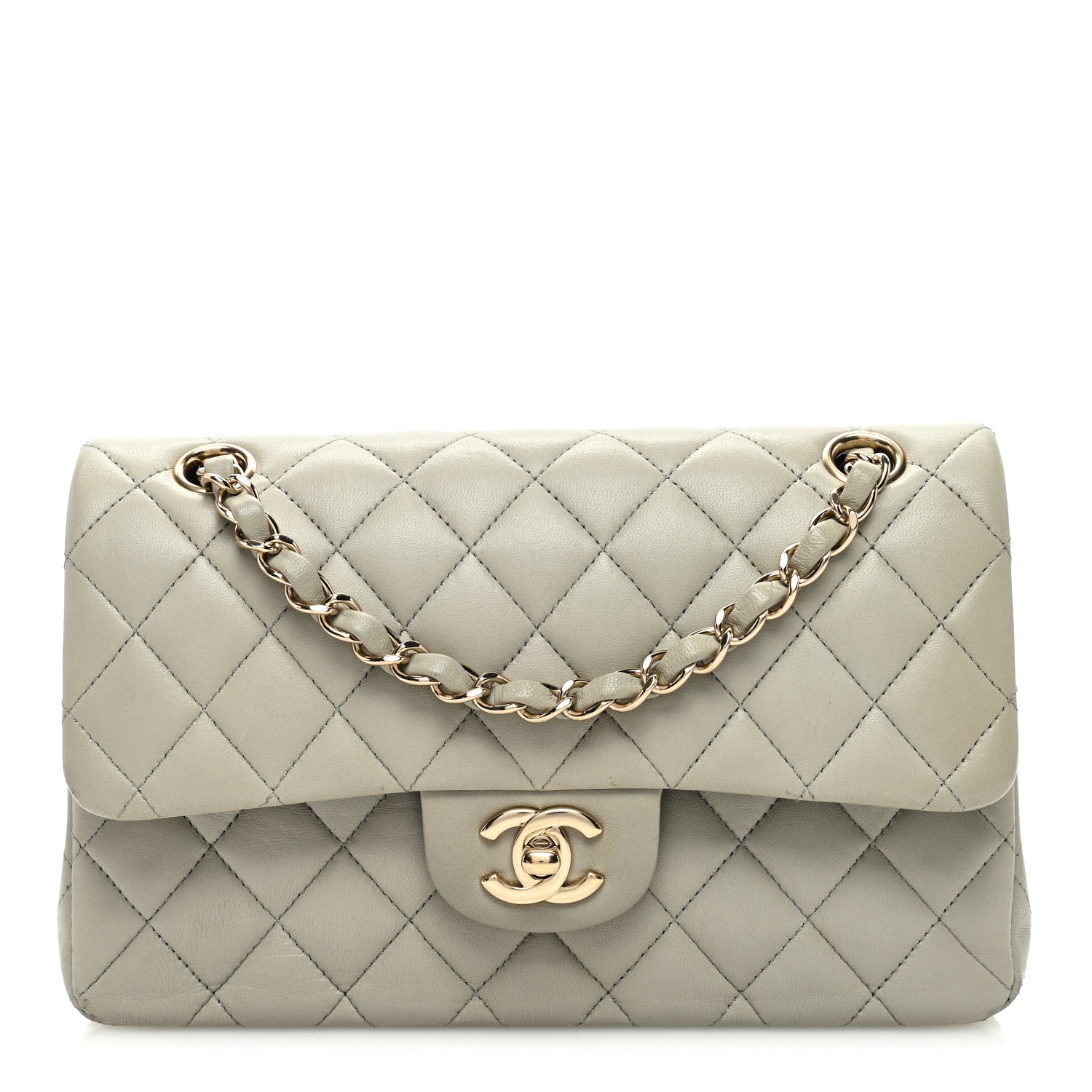 Chanel Lambskin Quilted Small Double Flap Grey 1 of 12