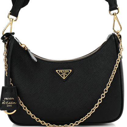Prada Saffiano Lux Re-Edition 2005 Shoulder Bag Black 8 of 11