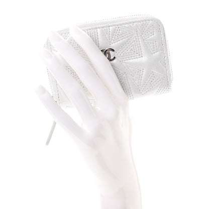 Chanel Metallic Lambskin Star Embossed Coin Purse Light Silver 2 of 8