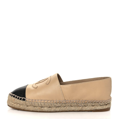 Chanel Lambskin CC Espadrilles 36 Beige Black 1 of 9