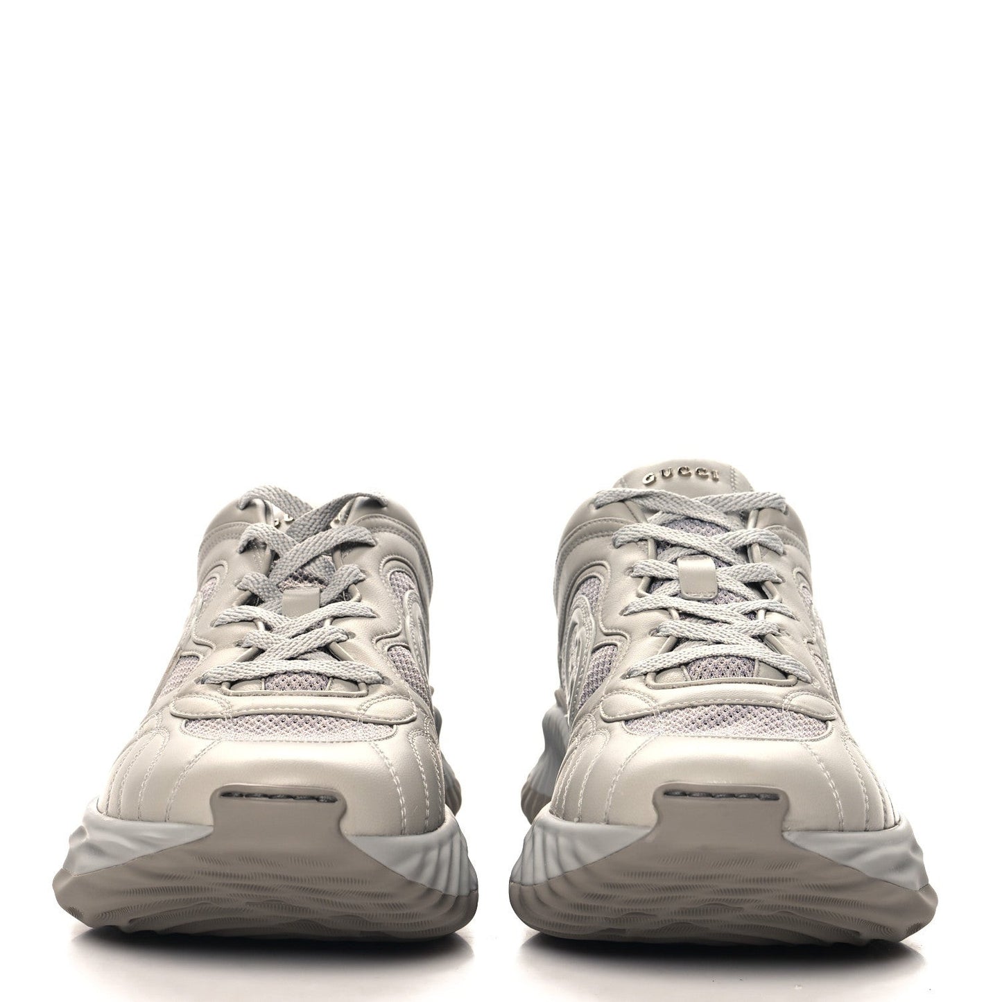 New Nappa Sombre Interlocking G Ripple Mens Platform Sneakers 8.5 Grey Sky