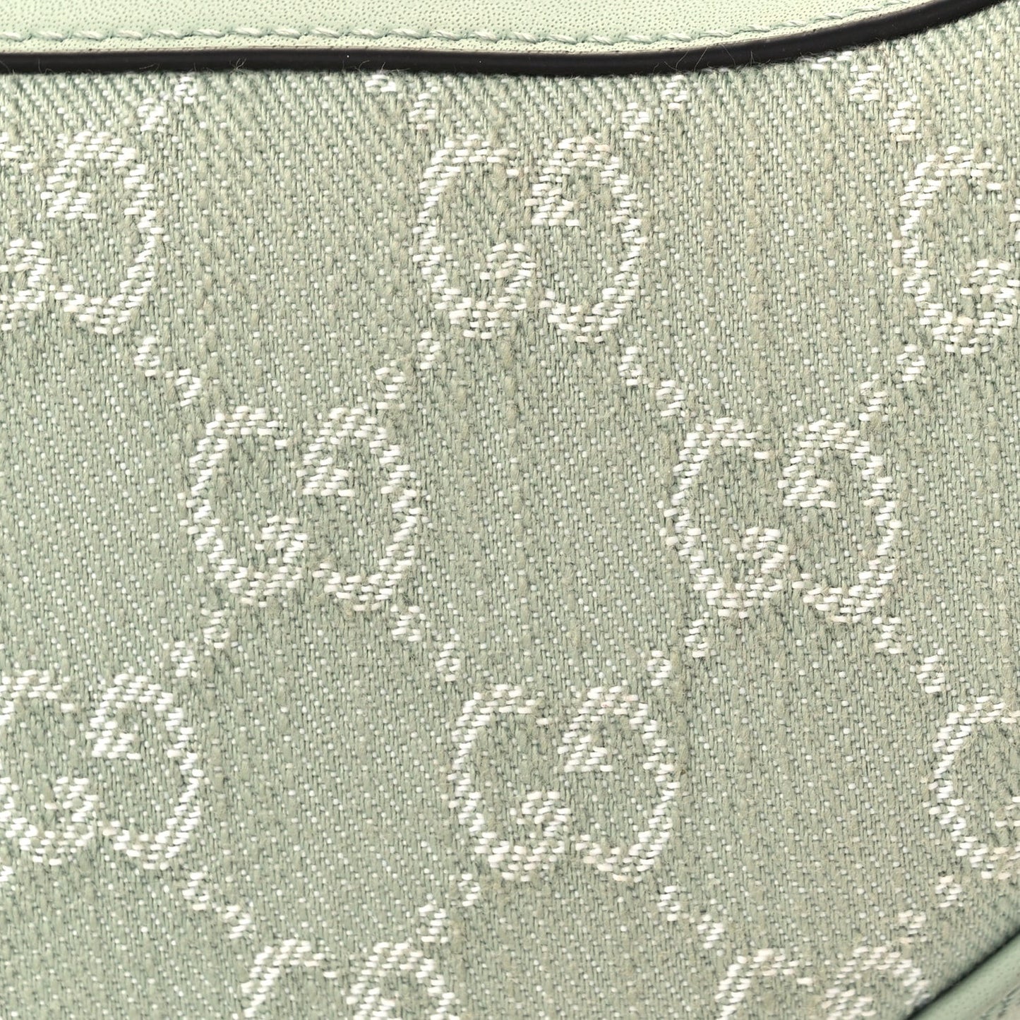 Denim GG Monogram Calfskin Mini Ophidia Half Moon Hobo Pale Green