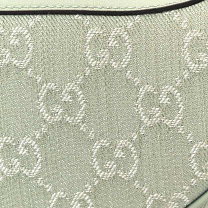 Gucci Denim GG Monogram Calfskin Mini Ophidia Half Moon Hobo Pale Green 7 of 9