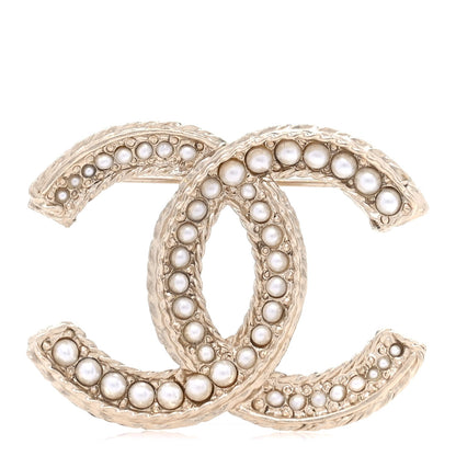 Chanel Pearl CC Brooch  Gold 1 of 4