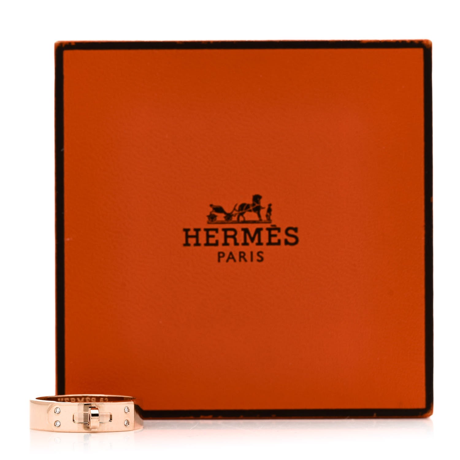 Hermes 18K Rose Gold Diamond PM Kelly Ring 54 7 5 of 5