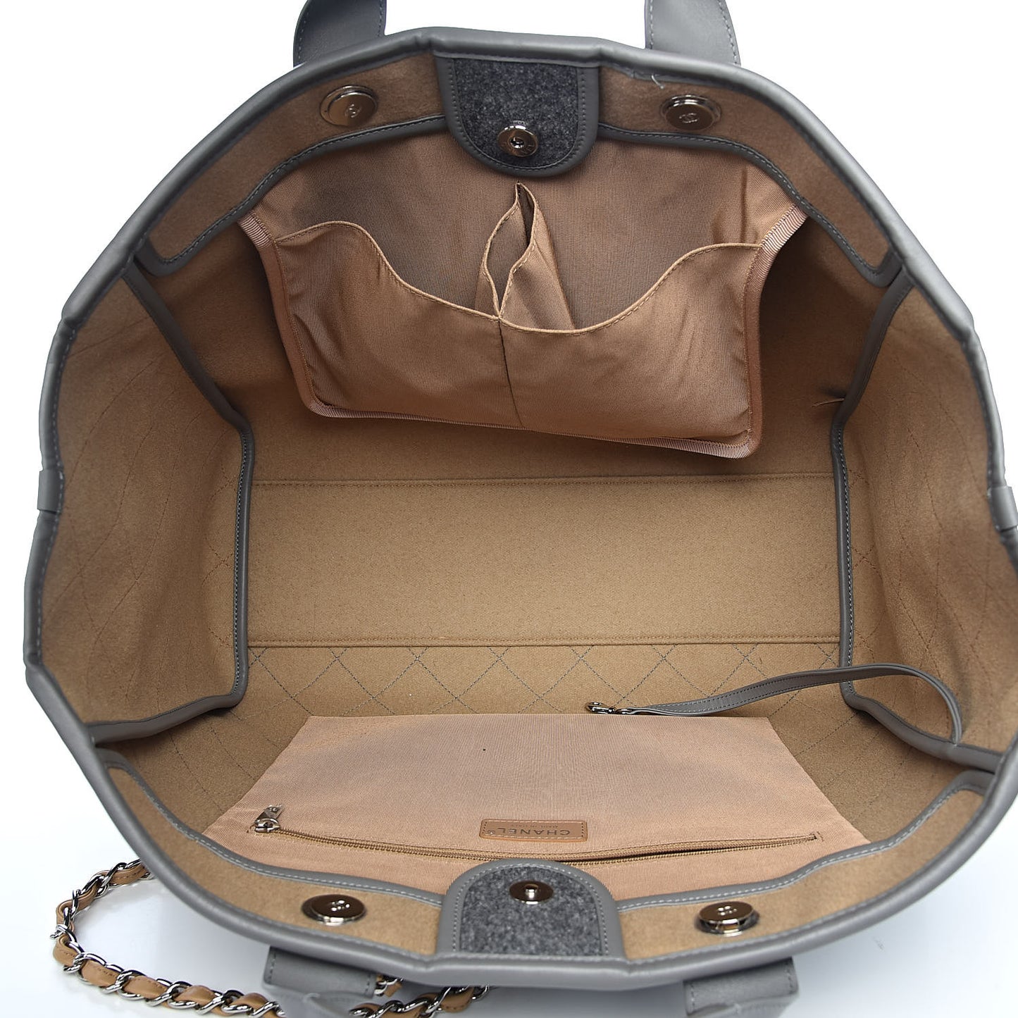 Wool Felt Large Deauville Tote Grey Beige