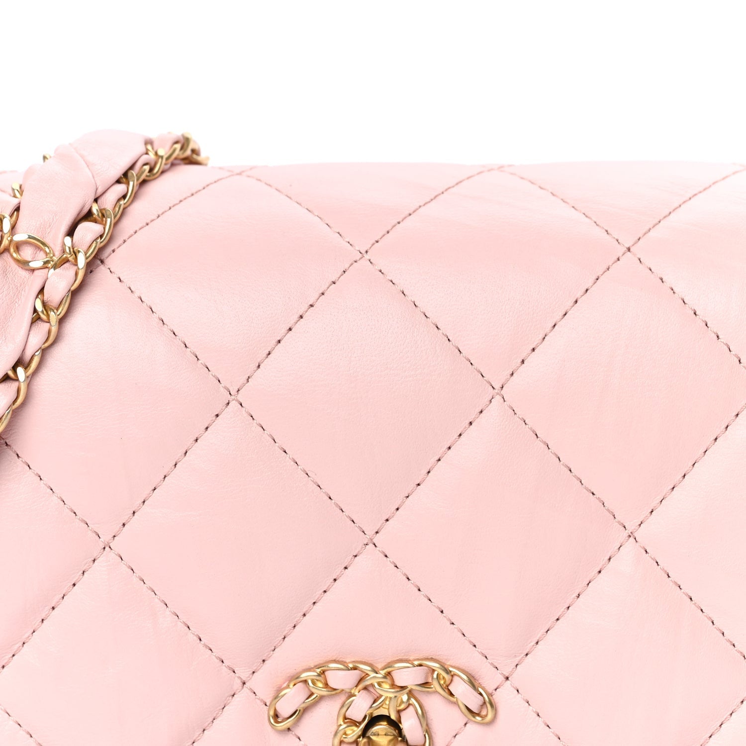 Chanel Crumpled Calfskin Quilted Braided CC Flap Light Pink 7 of 9