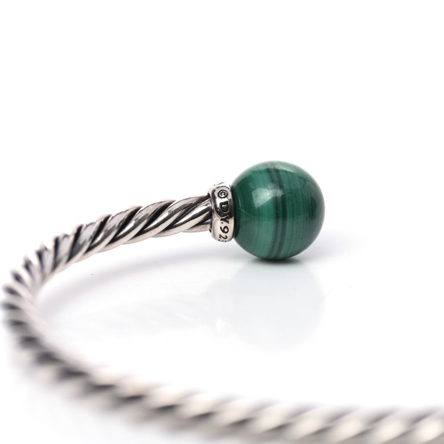 Sterling Silver Diamond Malachite 9mm Solari Bracelet