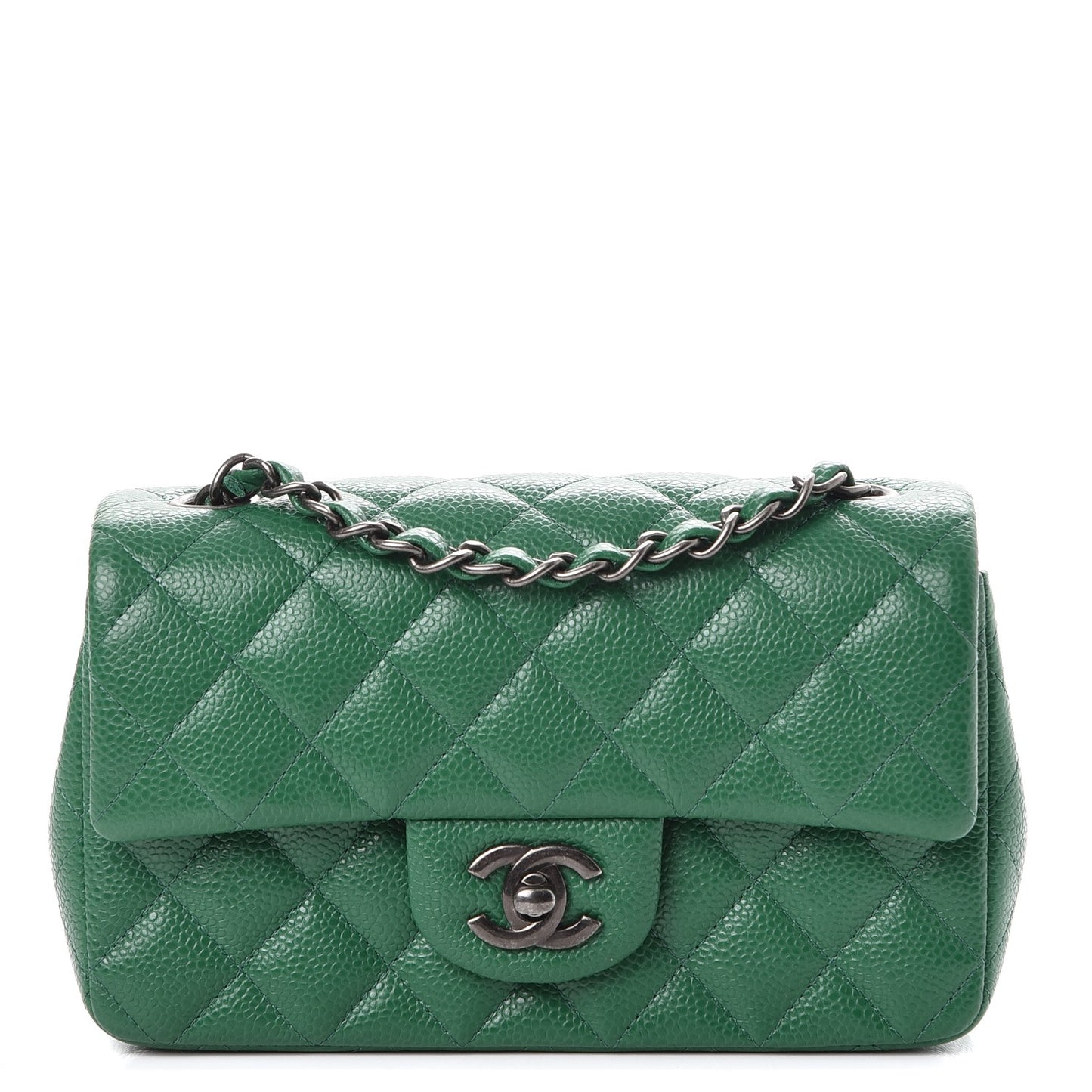 Caviar Quilted Mini Rectangular Flap Green