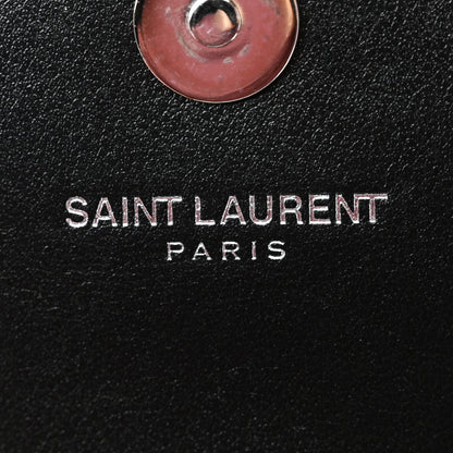 Saint Laurent Calfskin Crocodile Embossed Monogram Sunset Chain Wallet Black 6 of 11