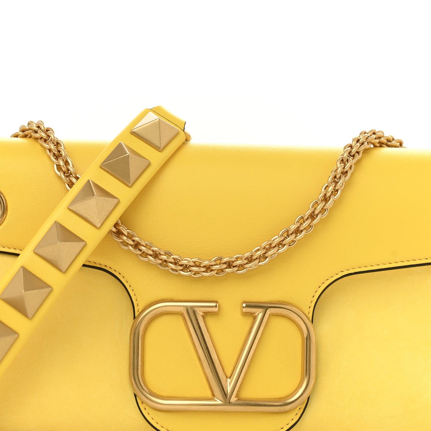 Nappa Stud Sign Shoulder Bag Bright Lemon