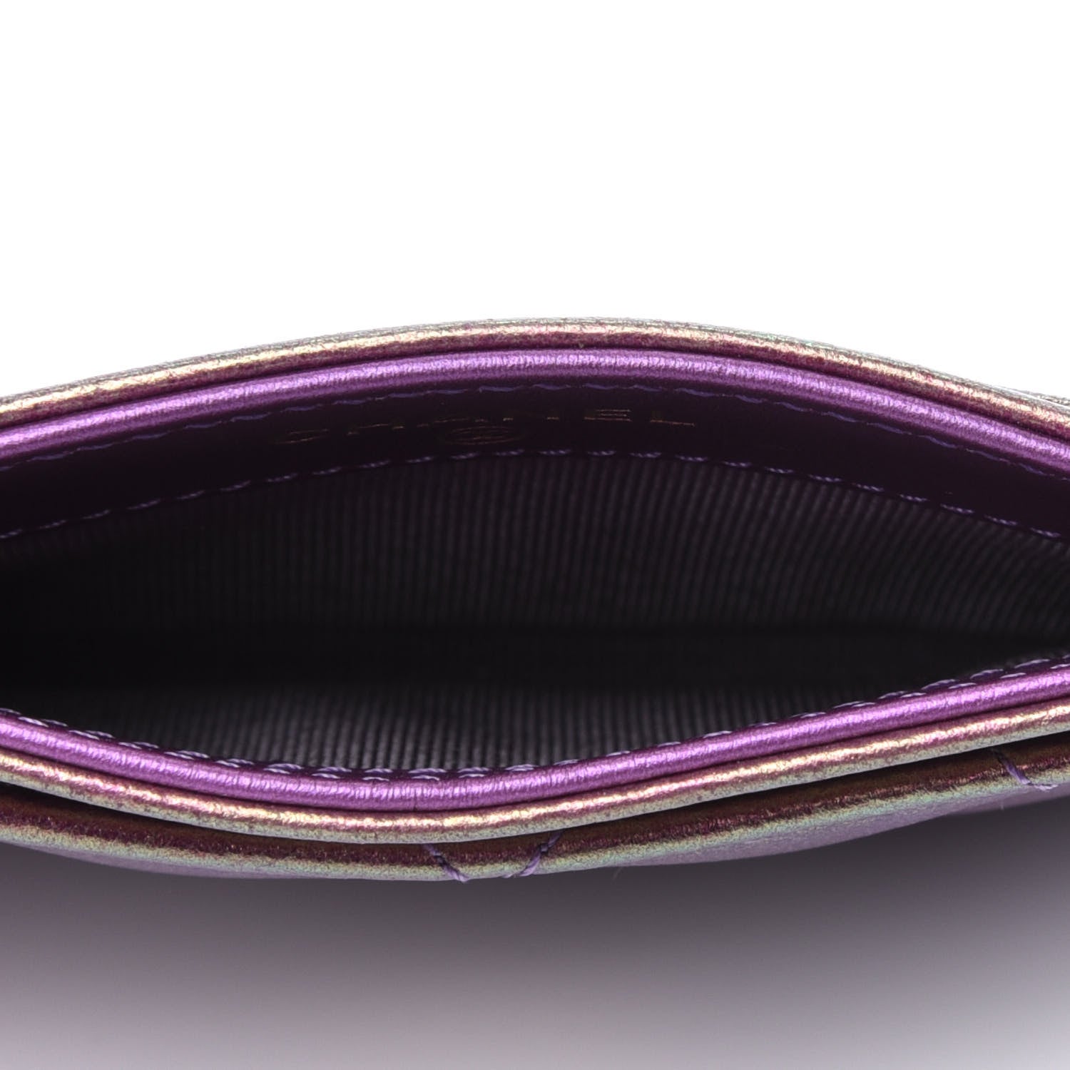 Chanel Iridescent Lambskin Quilted Card Holder Purple 5 of 14