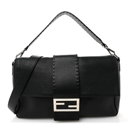 Fendi Cuoio Romano Selleria Large Convertible Baguette  Black 1 of 12