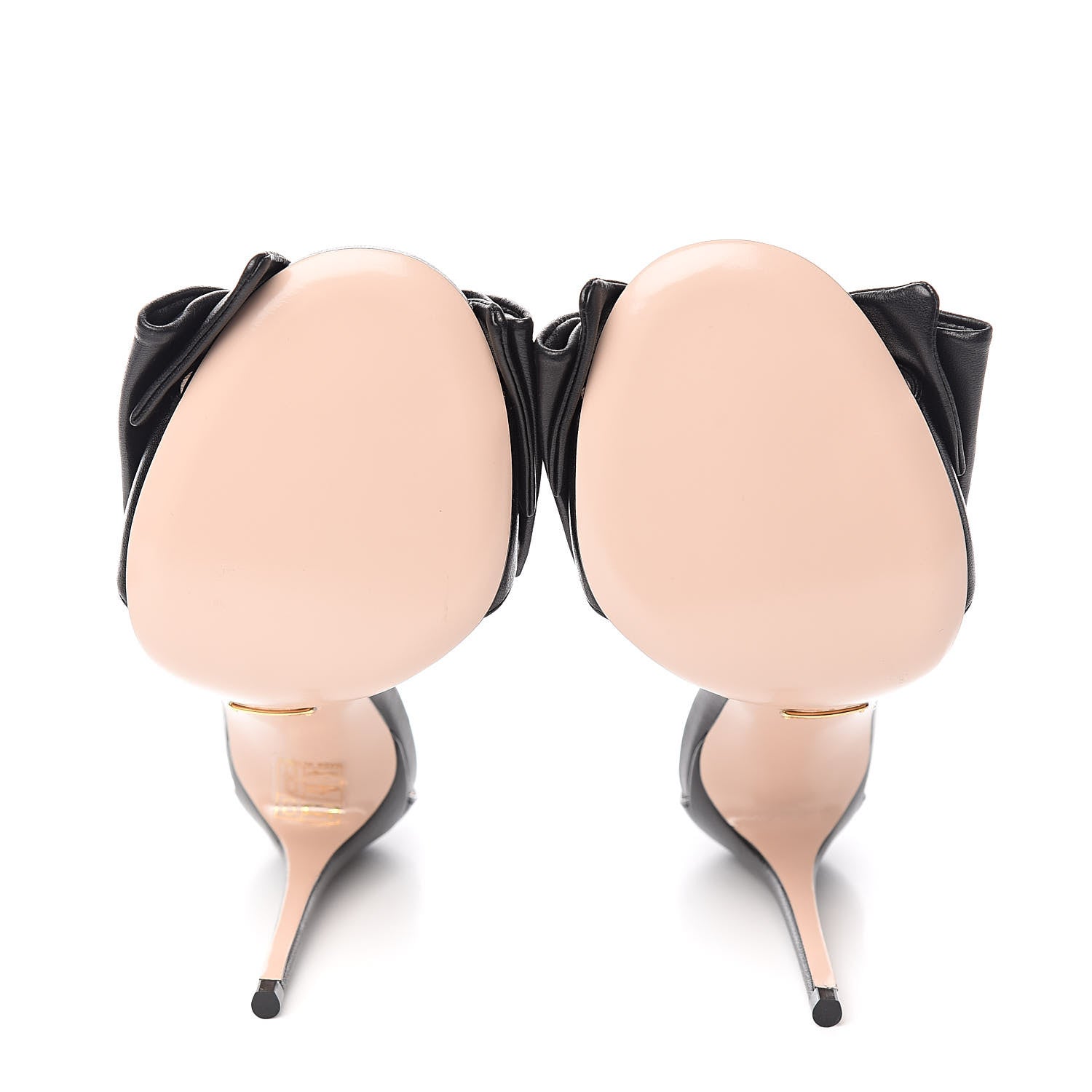 Gucci Nappa Ilse Pleated Bow Sandals 37 Black 5 of 9