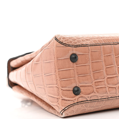 Bottega Veneta Crocodile Small Piazza Bag Light Pink 8 of 9