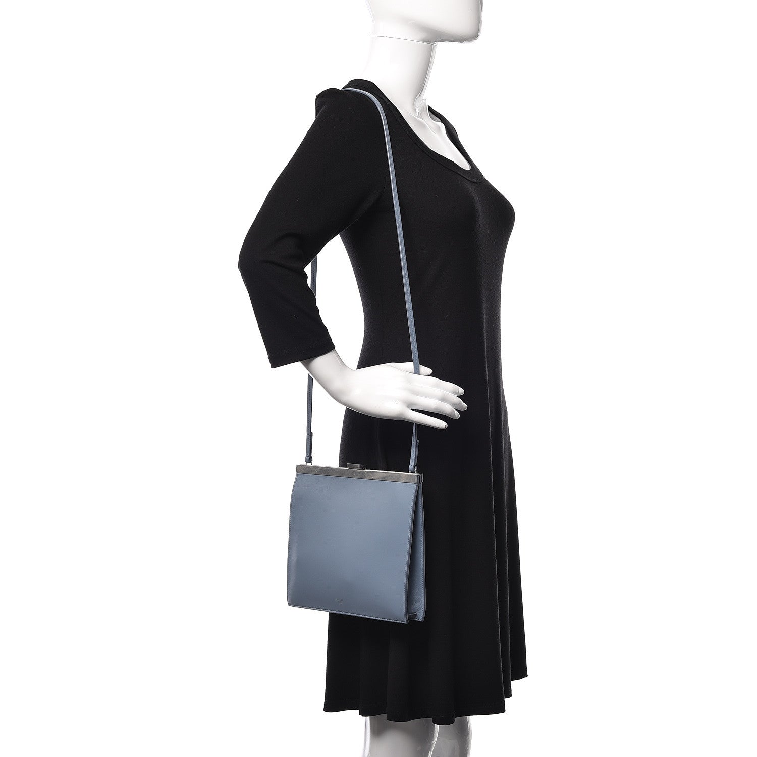 Celine Smooth Calfskin Mini Clasp Bag Medium Blue 2 of 10