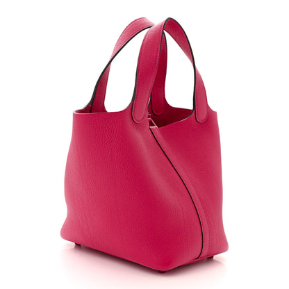 Hermes Taurillon Clemence Monochrome Picotin Lock 18 PM Rose Mexico 3 of 11