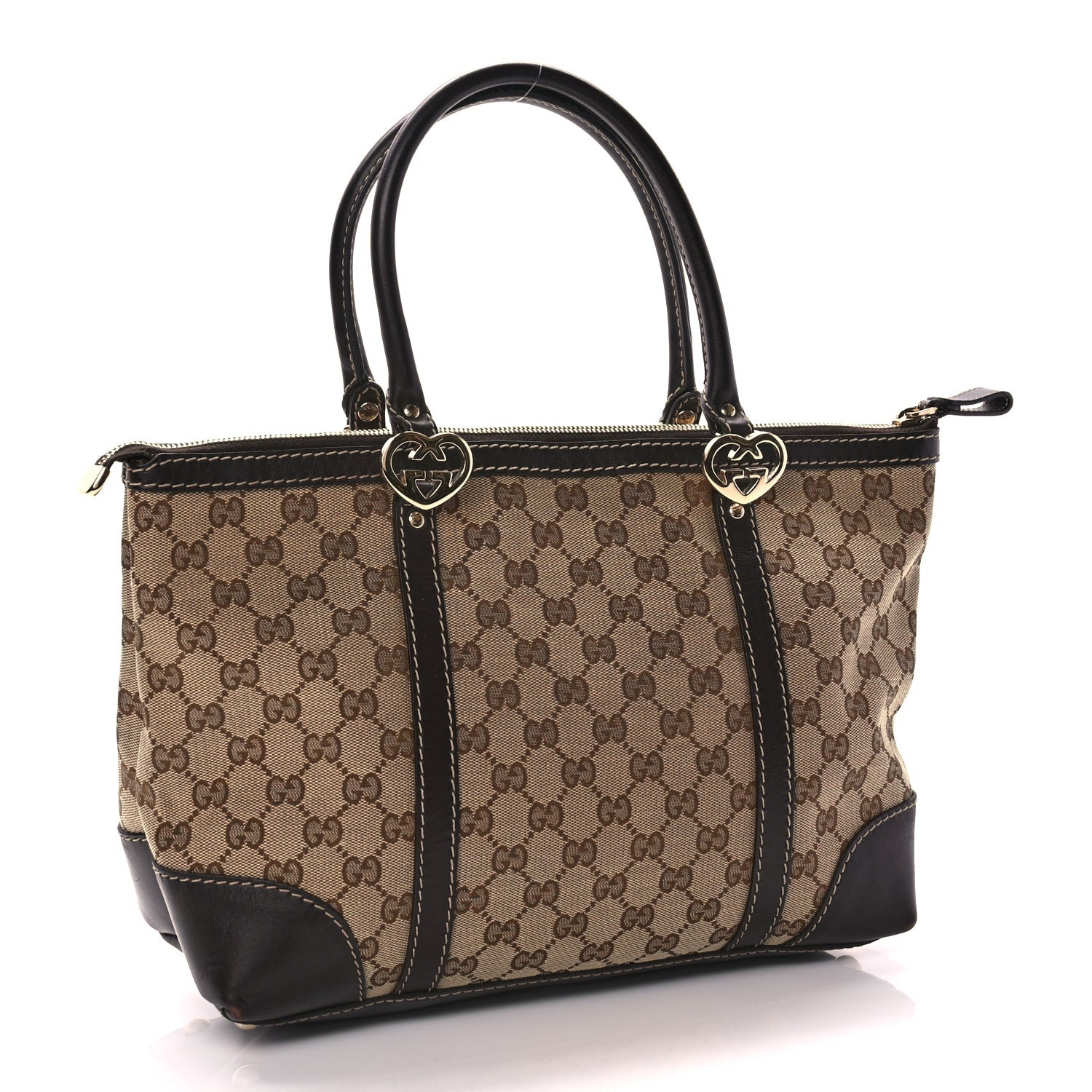 Gucci Monogram Small Lovely Heart Tote Dark Brown 2 of 9