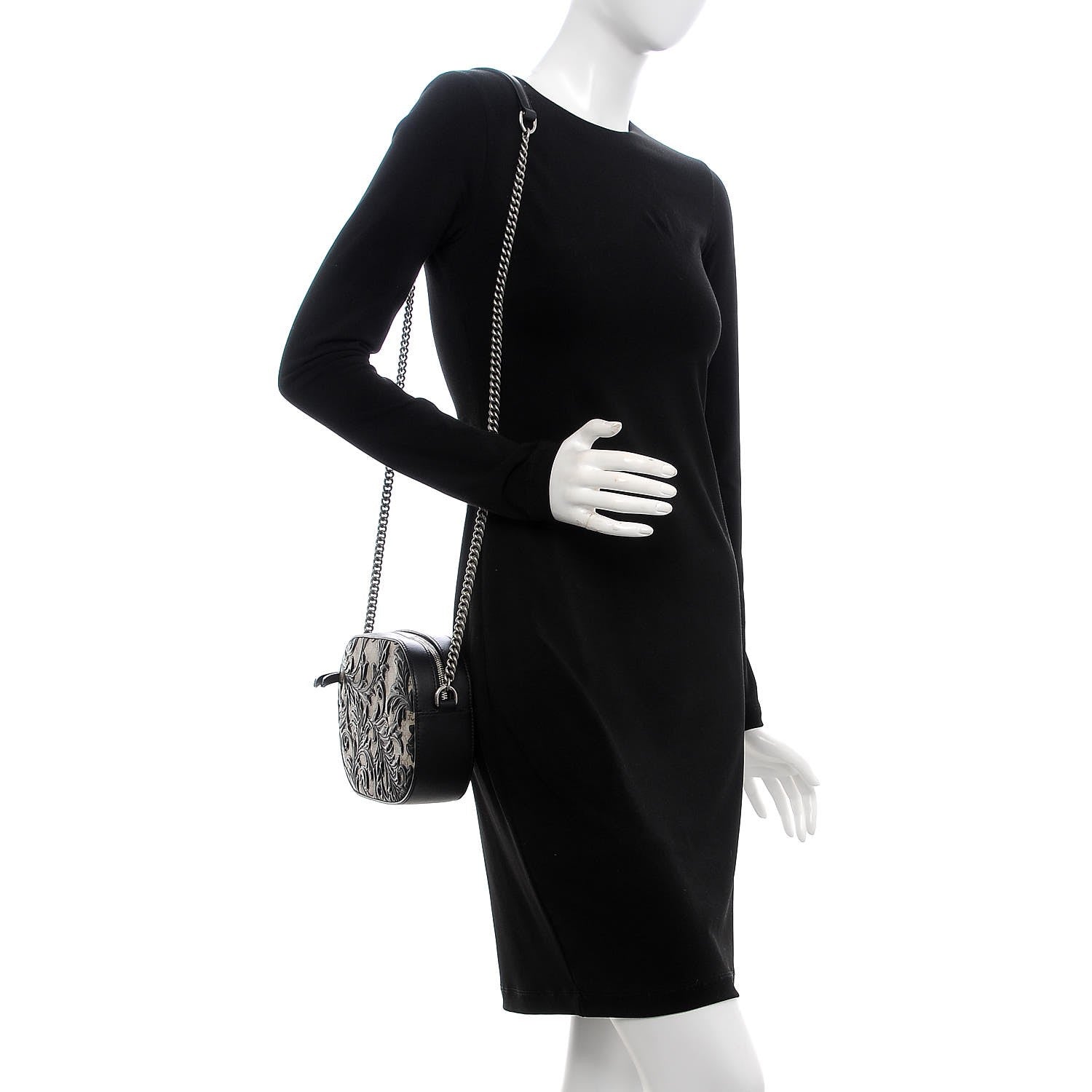 Gucci GG Supreme Monogram Arabesque Mini Chain Shoulder Bag Beige Black 2 of 8