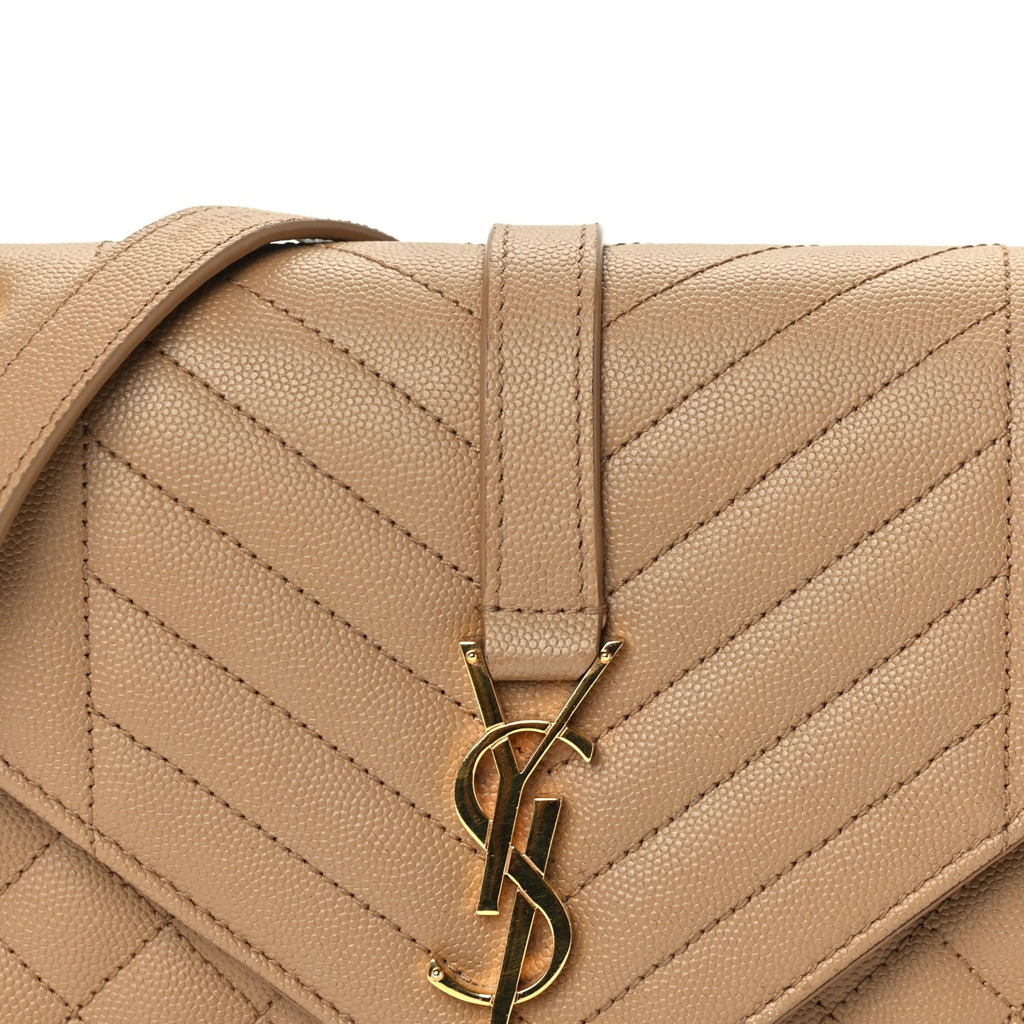 Grain De Poudre Textured Mixed Matelasse Triquilt Medium Monogram Envelope Chain Bag Dark Latte