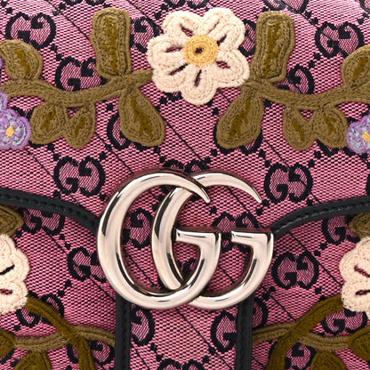 Gucci Monogram Multicolor Matelasse Diagonal Floral Embroidered Small GG Marmont Shoulder Bag Pink Blue Ivory Green Lilac 6 of 8