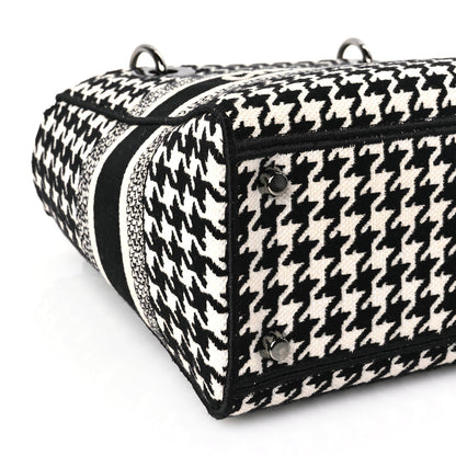 Christian Dior Canvas Houndstooth Embroidered Medium Lady D-Lite Black White 7 of 8