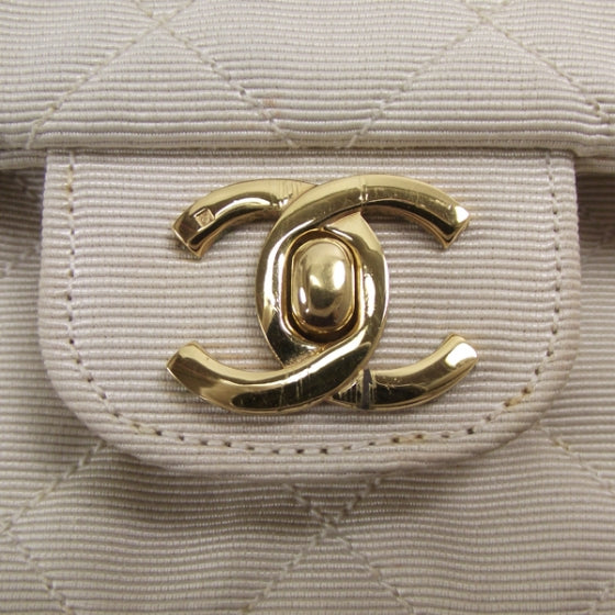 Chanel Fabric Quilted Double Flap Beige 12 of 13