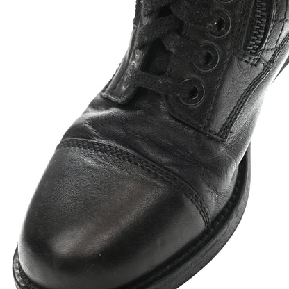 Chanel Sheepskin Quilted CC Tall Lace Up Combat Boots 38 Black 9 of 10