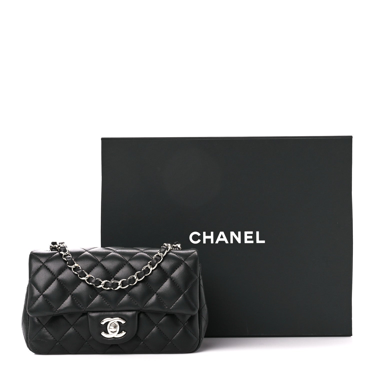 Chanel Lambskin Quilted Mini Rectangular Flap Black 13 of 13