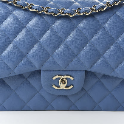 Chanel Caviar Quilted Jumbo Double Flap Blue 10 of 10
