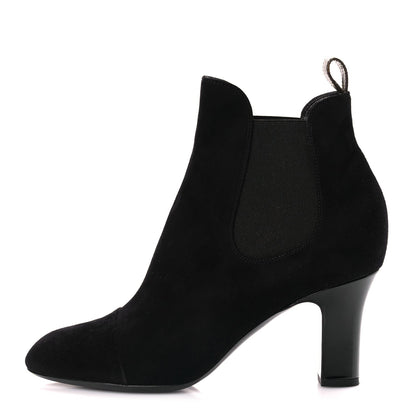 Louis Vuitton Suede Monogram Uniformes Cap Toe Chelsea 75mm Ankle Boots 38.5 Black 1 of 8