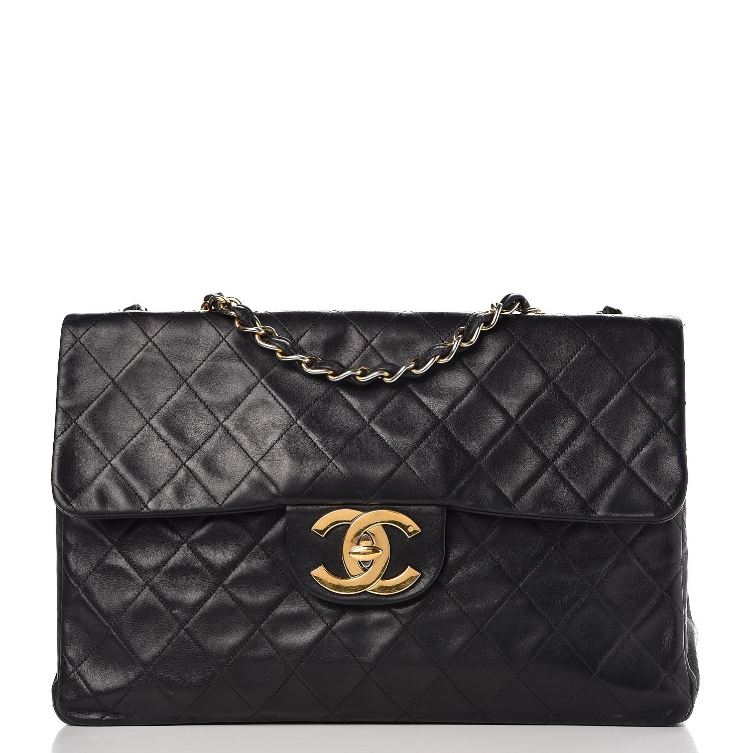 Chanel Lambskin Quilted XL Jumbo Single Flap Black 1 of 8