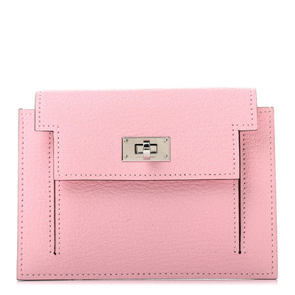 Hermes Chevre Mysore Kelly Pocket Compact Wallet Rose Sakura 1 of 7