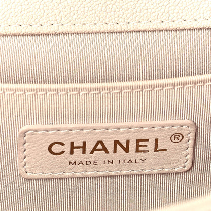 Chanel Caviar Chevron Quilted Medium Boy Flap Light Beige 5 of 9