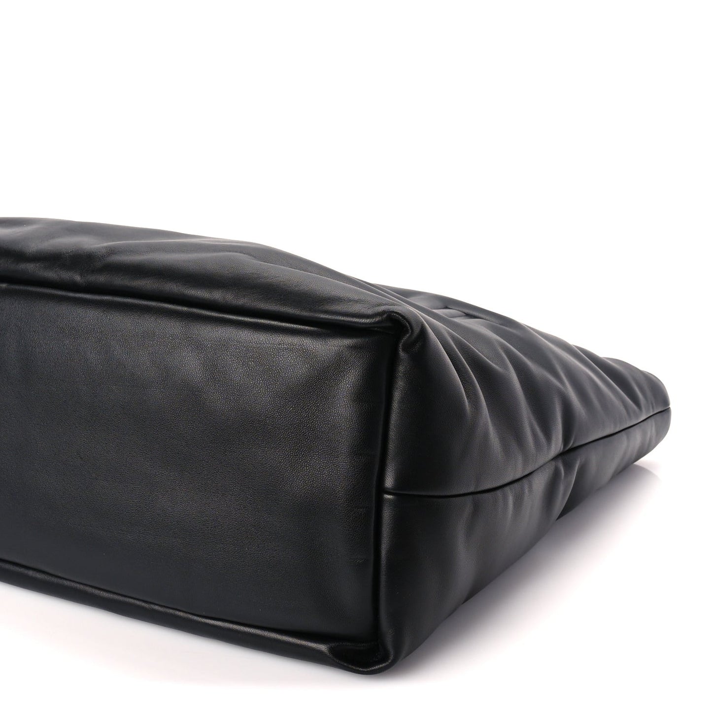 Lambskin Wide Puffer Tote  Black