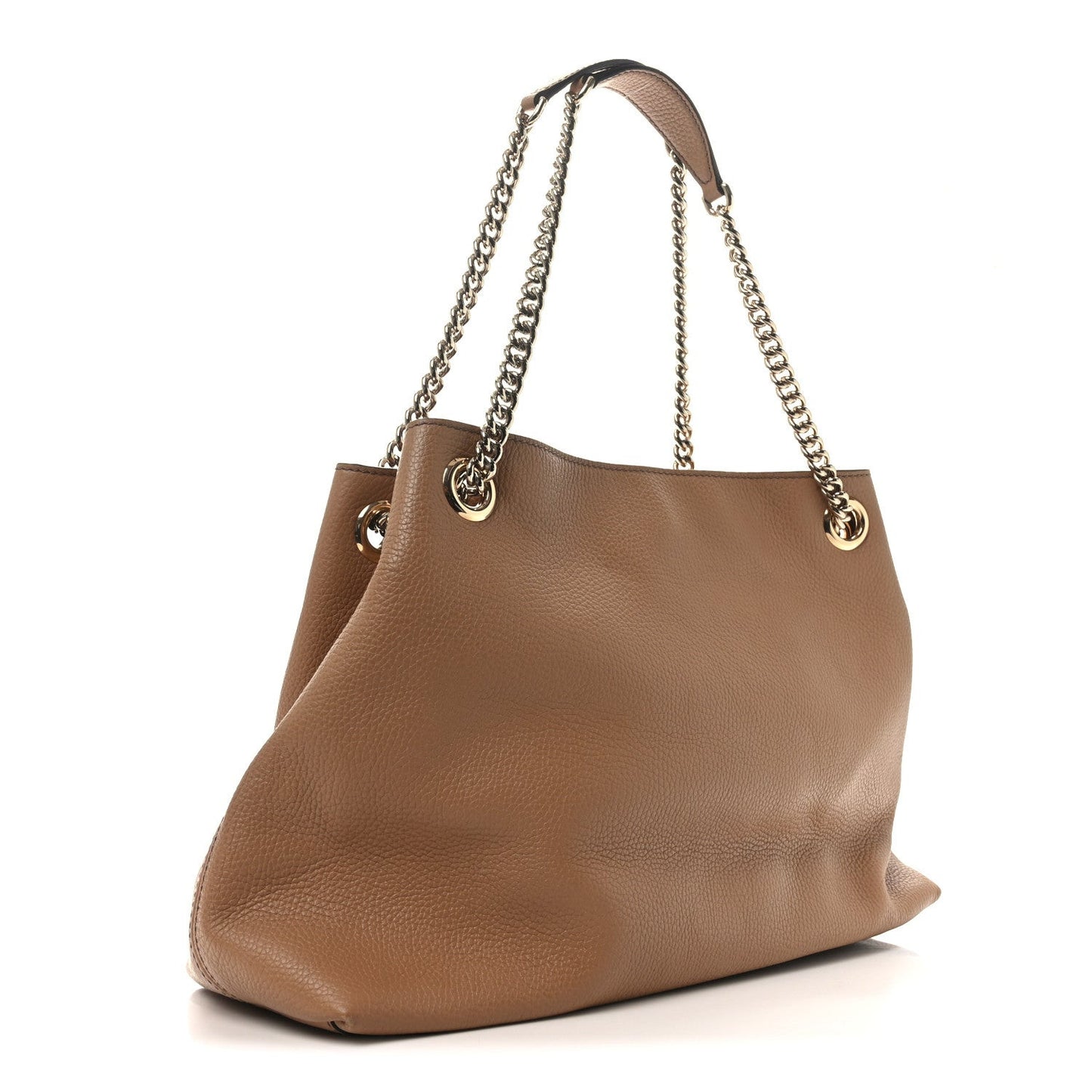 Pebbled Calfskin Medium Soho Chain Shoulder Bag Camelia