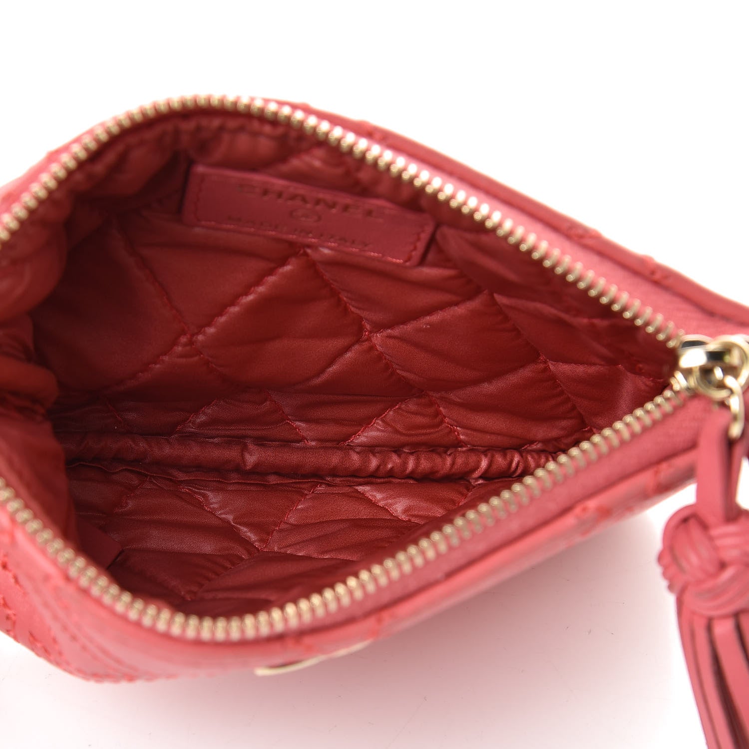 Chanel Lambskin Stitched Tassel Small Cosmetic Case Pink 5 of 10