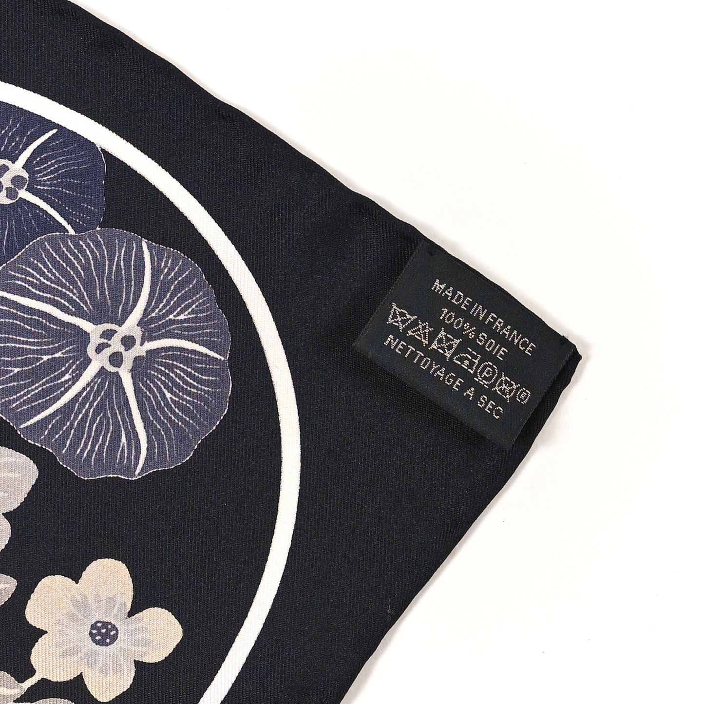 Silk Planifleurs Scarf 90 Black Gris Parchemin