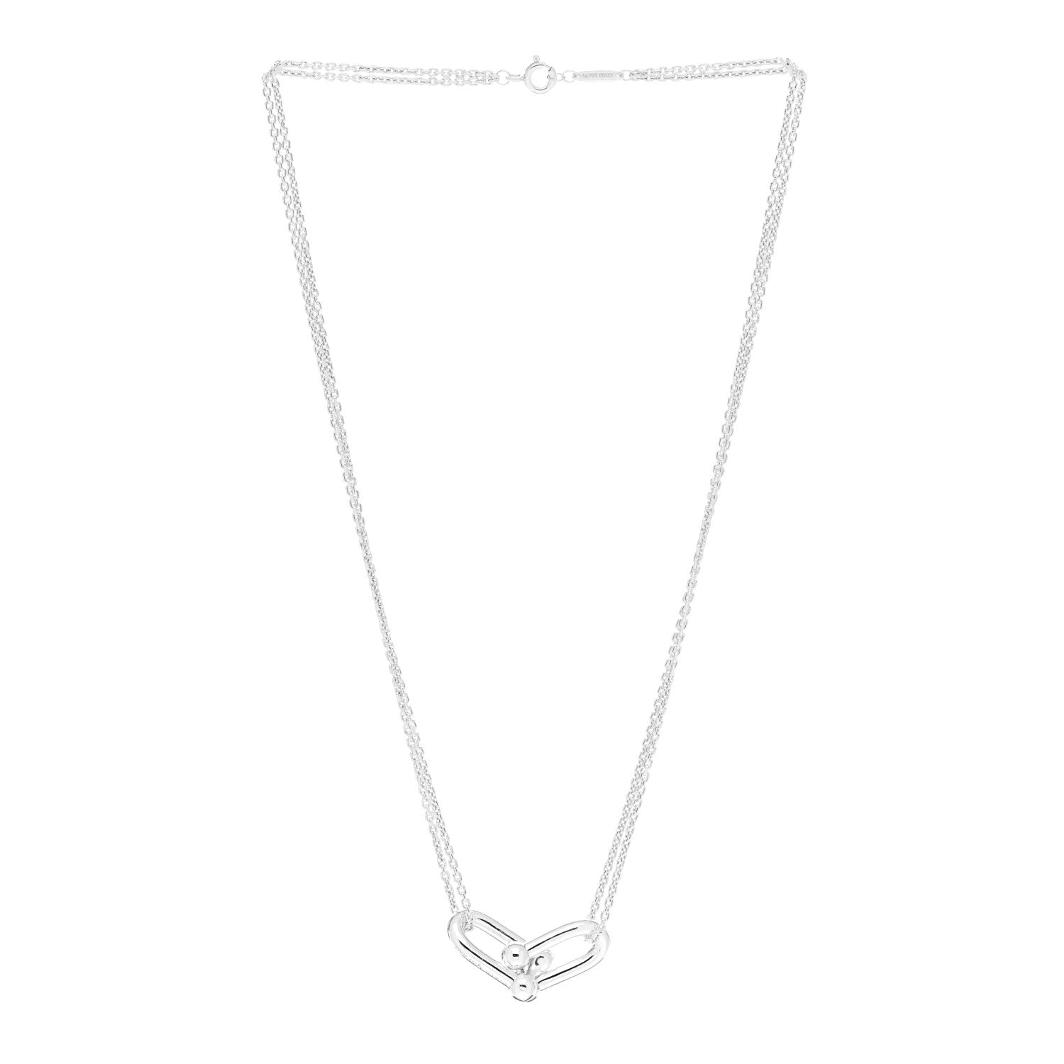 Tiffany Sterling Silver Double HardWear Link Pendant Necklace 3 of 4