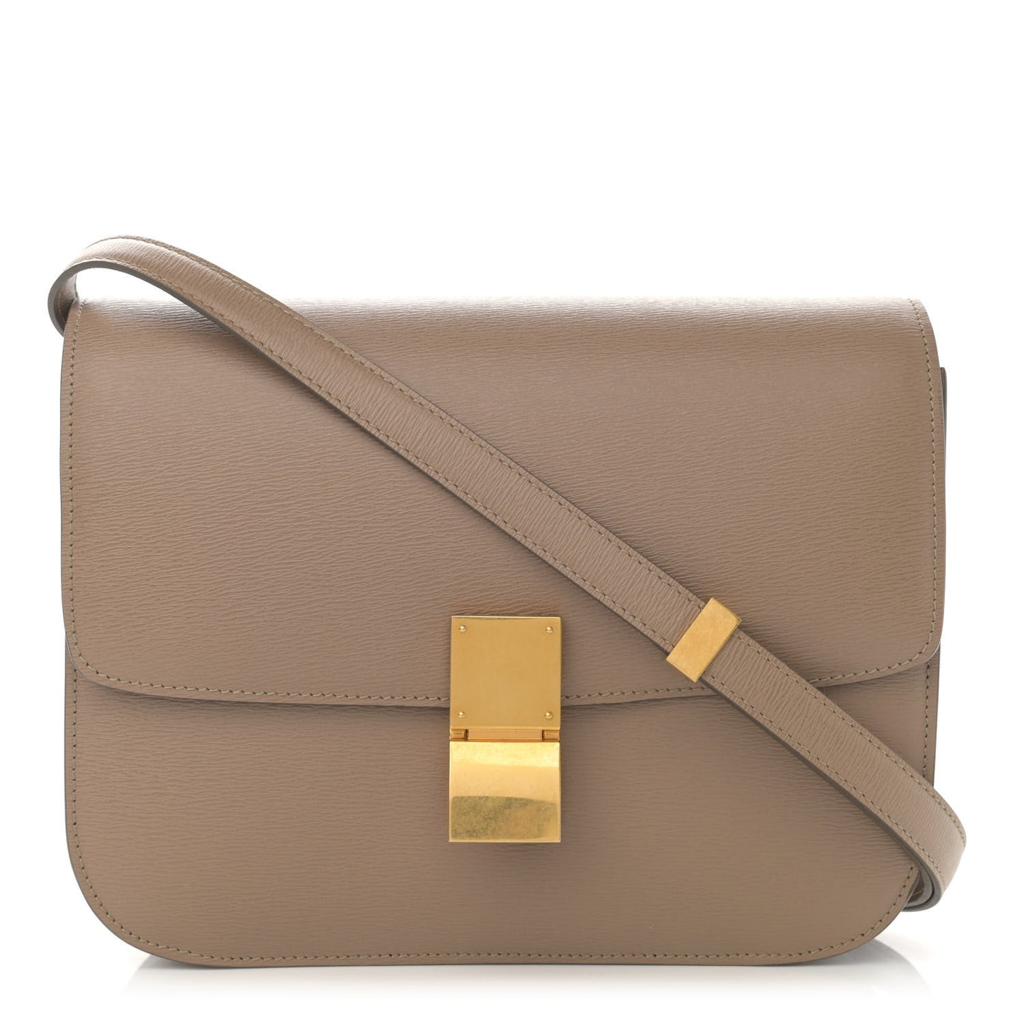 Liege Calfskin Medium Classic Box Flap Bag Taupe