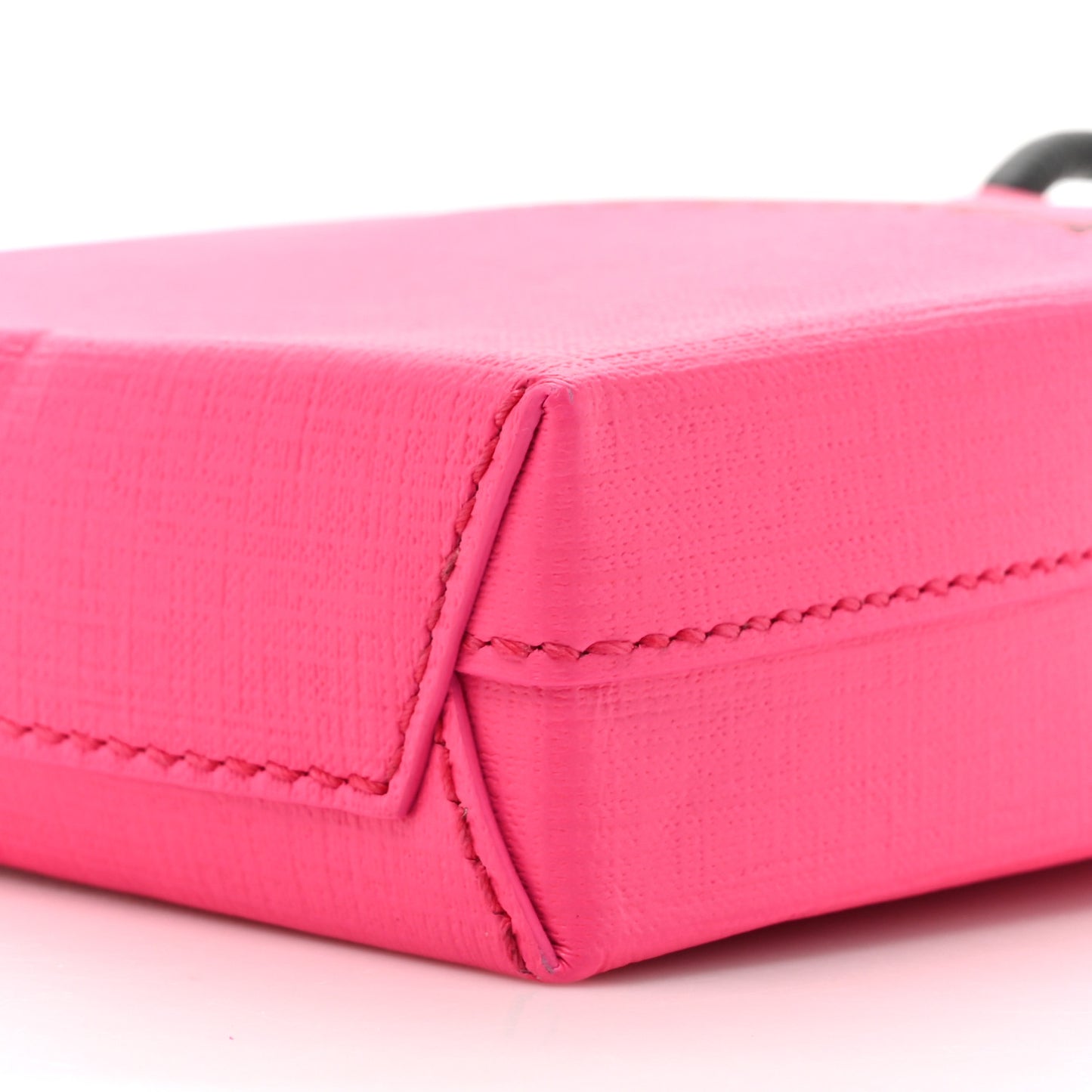 Squared Calfskin Logo Shopping Phone Holder Bag Acid Fuchsia