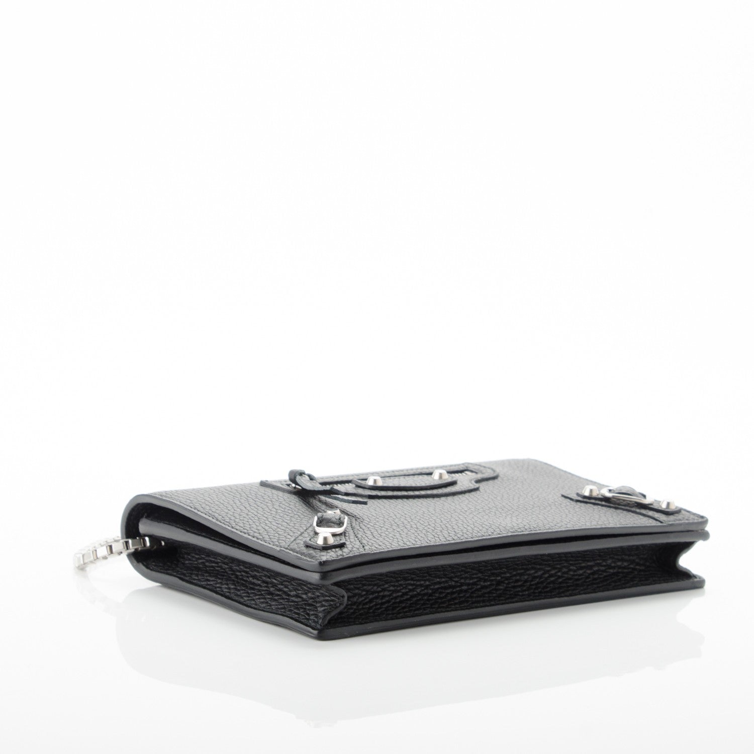 Balenciaga Grained Calfskin Classic Silver Hardware Wallet on Chain Black 4 of 7